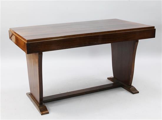 An Art Deco rosewood and beech dining table, W.4ft 4in. D.2ft 4in. H.2ft 5in.